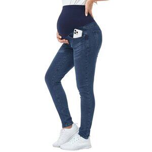 PACBREEZE Maternity Jeans Over The Belly Slim Stretchy High Waist Denim  XXL